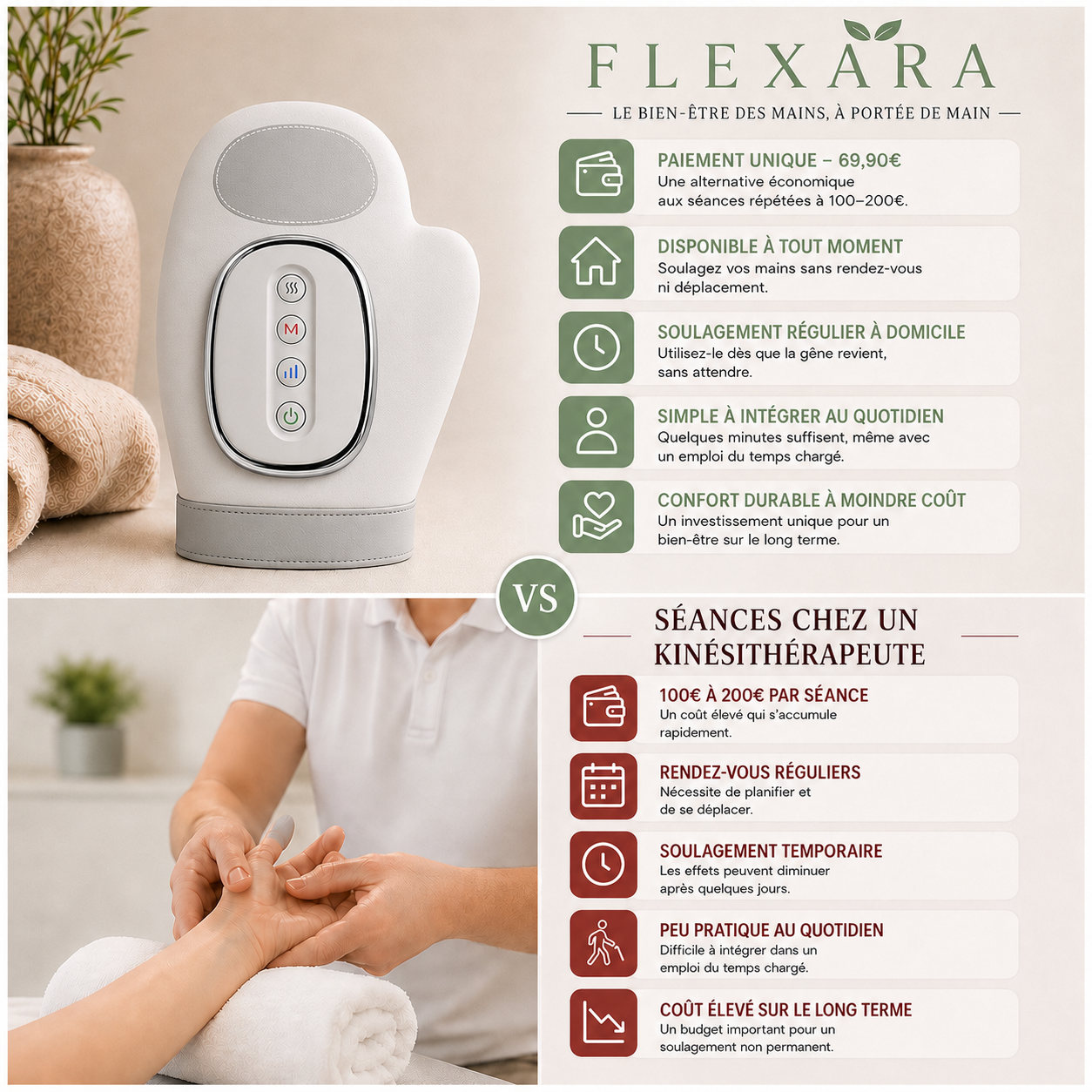 Gant Thérapeutique Flexara™ | Articulations, Raideurs, Inflammations et Douleurs Soulagés en 15 minutes
